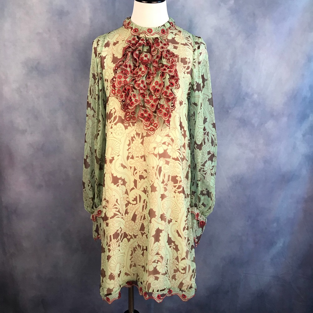 New embroidered silk sheath dress size S